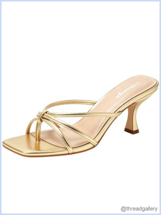 Shoes - Kitten Heel Mule Sandals Square Open Toe Strappy Slip On Dress Shoes